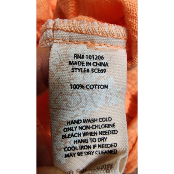 Soft Surroundings Orange Blouse Size PXL Cotton Crochet Accents - Picture 9 of 9